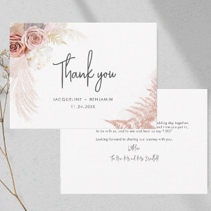 Pampas Grass Floral Wedding Thank You Card