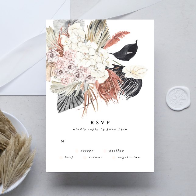 Pampas Grass Flower Tropical Jungle Wedding RSVP (Creator Uploaded)