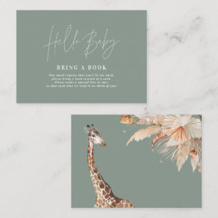pampas grass giraffe baby shower bring a book  business card