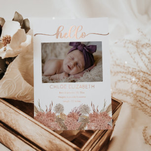 Pampas Grass Girl 4 Photo Birth Announcement Foil