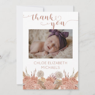 Pampas Grass Girl 4 Photo Collage Shower Thank You Card