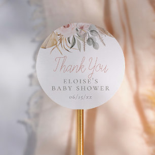  Pampas Grass Girl Baby Shower Thank You Classic Round Sticker