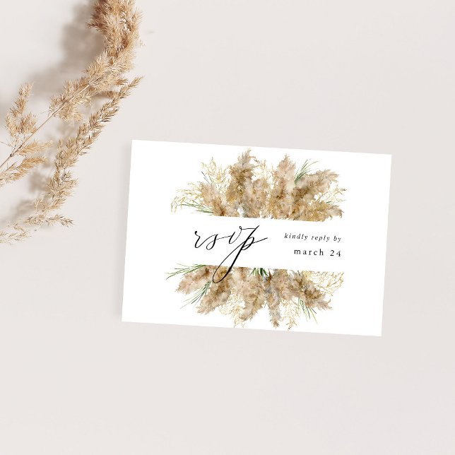 Pampas Grass & Gold Boho w Meal RSVP (Creator Uploaded)