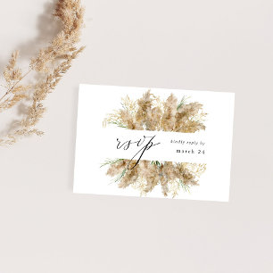Pampas Grass & Gold Boho w Meal RSVP Card