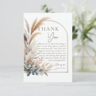 Pampas Grass Greenery Boho Neutral Baby Shower Thank You Card