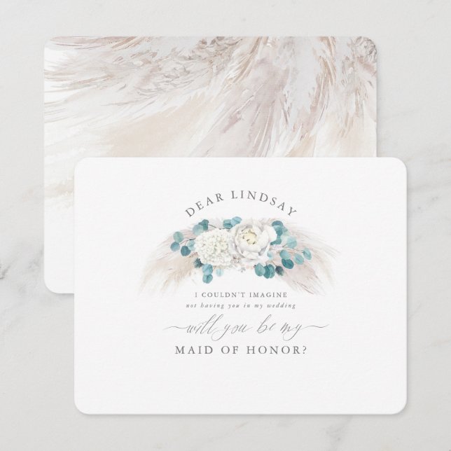 Pampas Grass Greenery Bridesmaid Proposal Invitation (Front/Back)