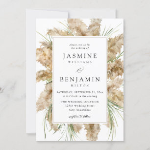 Pampas Grass & Greenery Wedding 2 Invitation