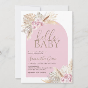 Pampas Grass Hello Baby Baby Shower Invitation