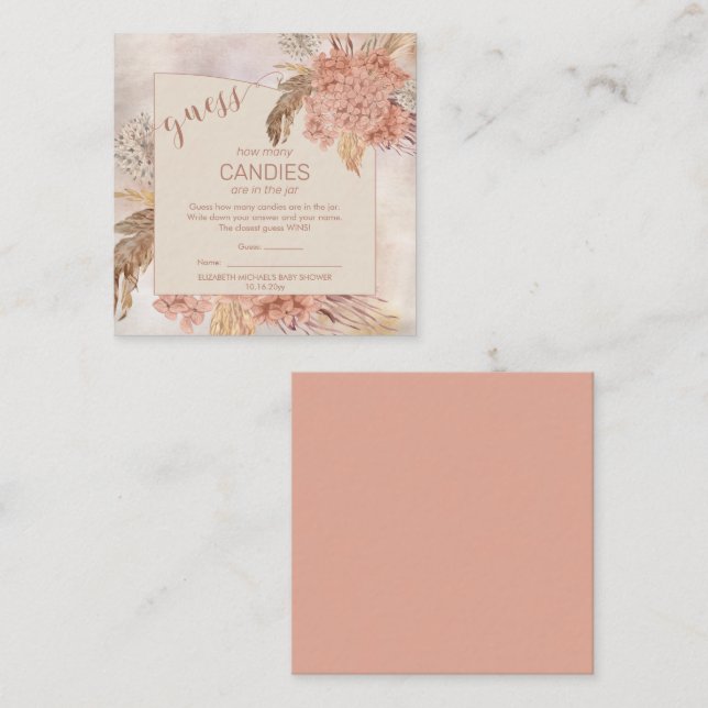 Pampas Grass Hydrangea Blooms | Candies in the Jar Enclosure Card (Front/Back)