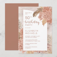 Pampas Grass Hydrangeas Blooms 50th Birthday Party