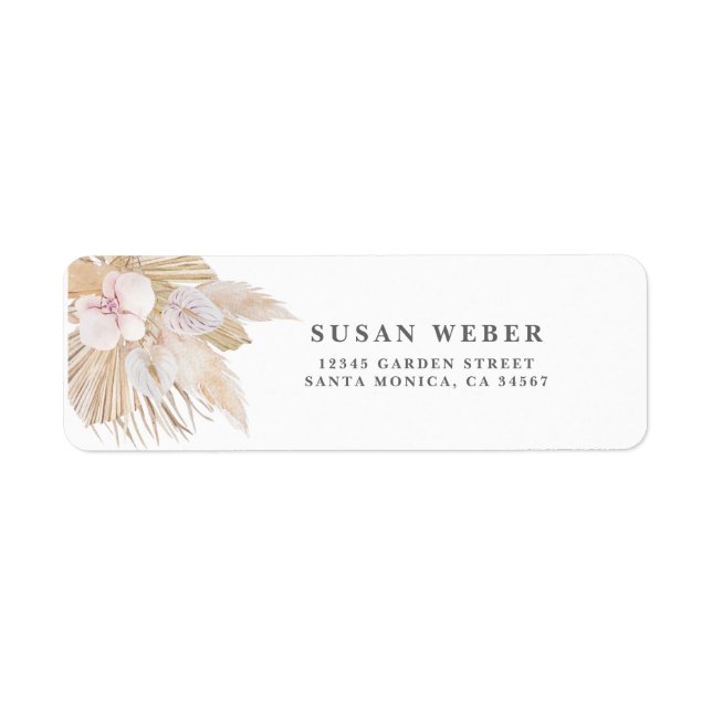 Pampas Grass invitation Return Address Label (Front)