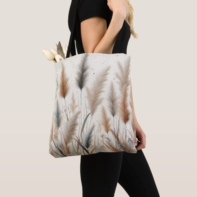 Pampas Grass Modern Boho Floral for Autumn & Fall  Tote Bag (Close Up)