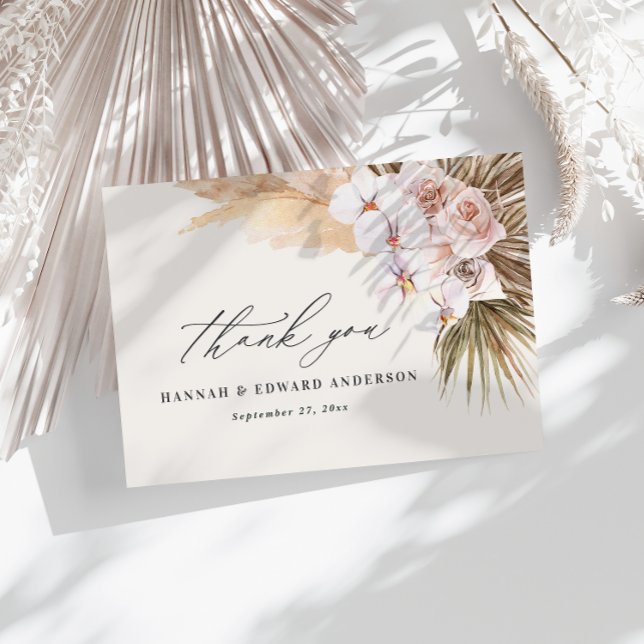 Pampas grass modern botanical bohemian wedding tha invitation (Creator Uploaded)