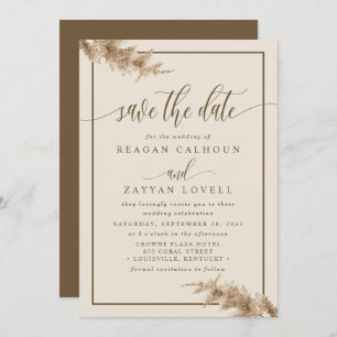 Pampas Grass Modern Calligraphy Save The Date