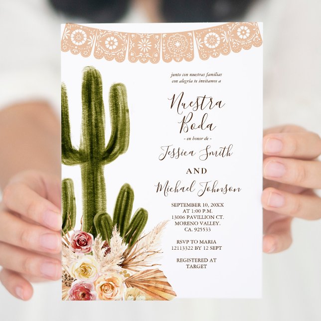 Pampas Grass Muted Tones Nuestra Boda Invitation (Creator Uploaded)