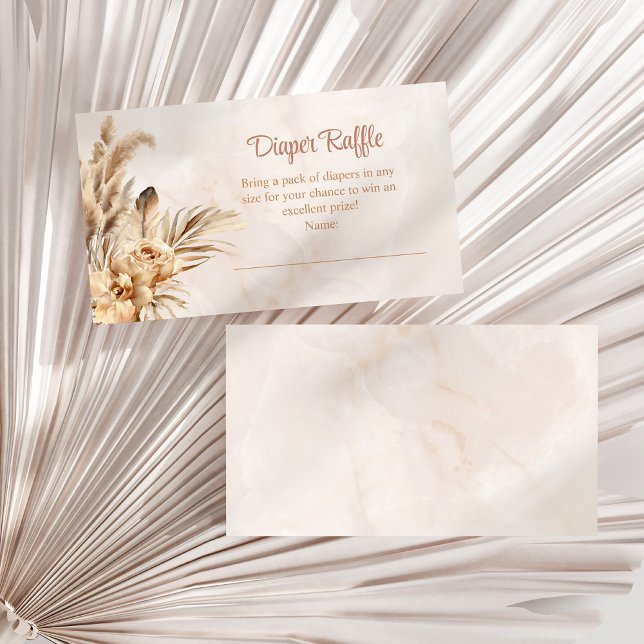 Pampas Grass Orchid Diaper Raffle Enclosure Card (Pampas Grass Orchid Diaper Raffle Enclosure Card on a sunny white dry palm leaf.)