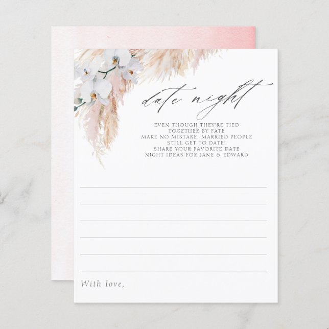 Pampas Grass Orchids Bridal Shower Date Night Idea (Front/Back)