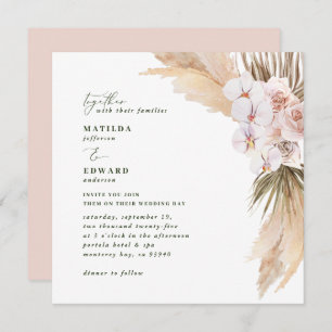 Pampas grass palm dried botanical pink rustic