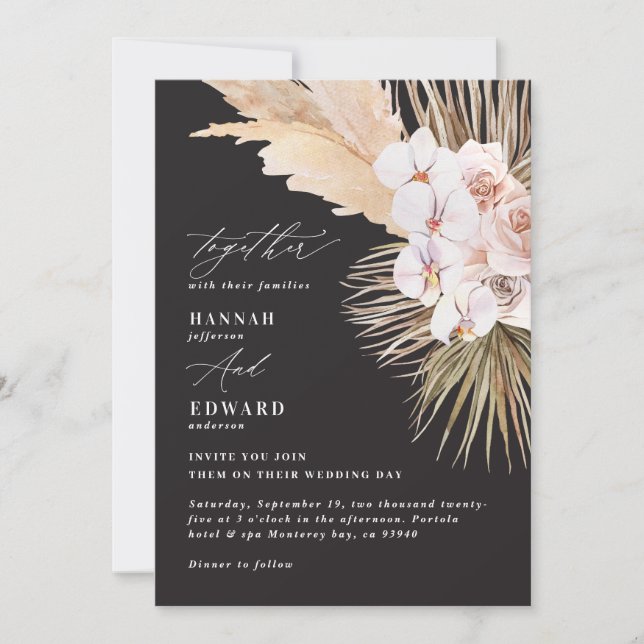 Pampas grass palm foliage orchid modern rustic (Front)