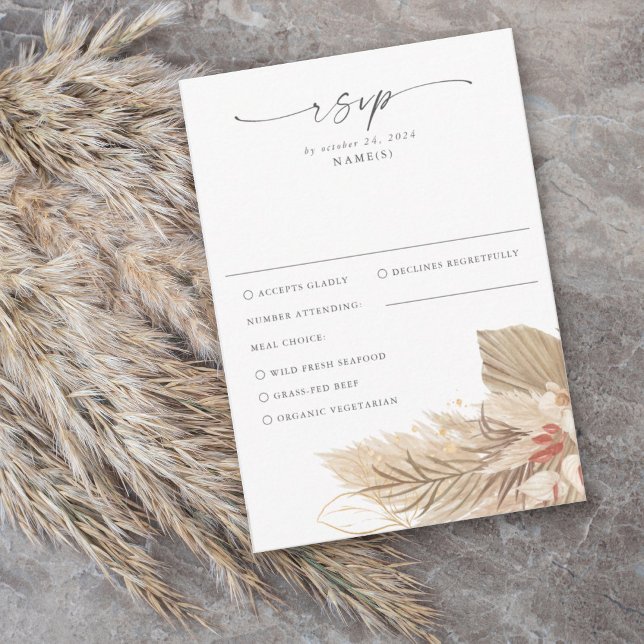 Pampas Grass Palm Watercolor RSVP Card (Creator Uploaded)