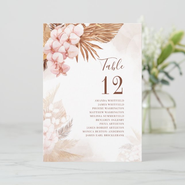 Pampas Grass Palms Terracotta Table Number 12 (Standing Front)