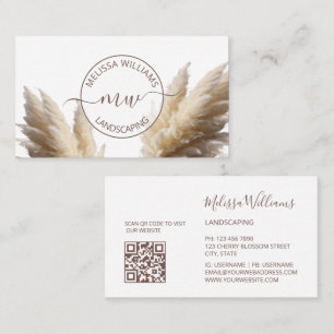 Pampas Grass Photo Boho Logo Business Card
