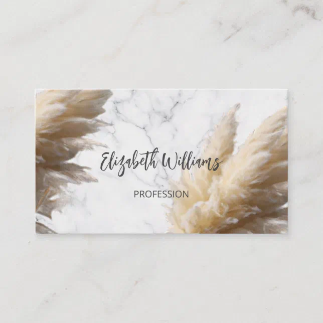 Pampas Grass Photo Marble QR Code Business Card Zazzle