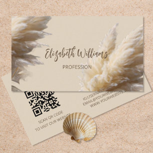 Pampas Grass Photo Realistic   QR Code Business Card