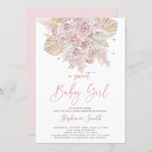 Pampas Grass Pink Baby Shower girl Invitation