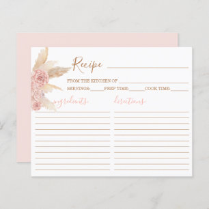 Pampas Grass Pink Boho Chic Recipe Card