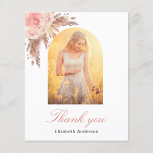 Pampas grass pink floral birthday thank you