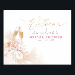 Pampas Grass Pink Floral Bridal Shower Welcome Poster<br><div class="desc">Elegant pink floral pampas grass bridal shower welcome sign poster</div>