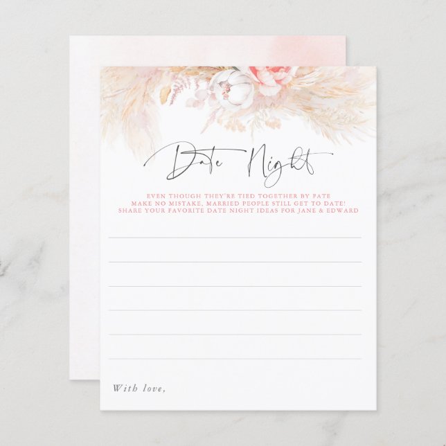 Pampas Grass Pink Floral Date Night Ideas (Front/Back)