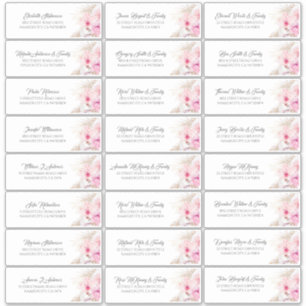 Pampas Grass Pink Floral Guest Name Address Labels