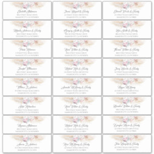 Pampas Grass Pink Floral Guest Name Address Labels