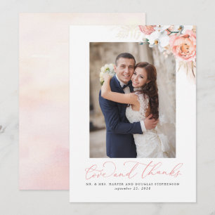 Pampas Grass Pink Floral Wedding Thank You Card