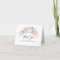 Pampas Grass Pink King Protea Wedding Thank You