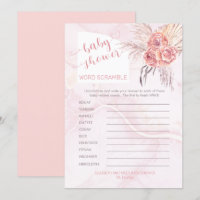Pampas Grass |Rose Bloom Baby Shower Word Scramble