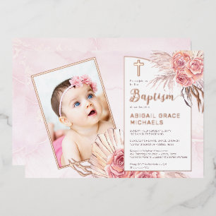 Pampas Grass   Rose Blooms Girl Baby Photo Baptism