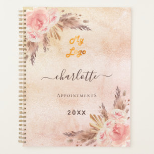Pampas grass rose gold business logo QR Planner