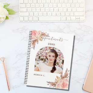 Pampas grass rose gold florals photo 2022 planner