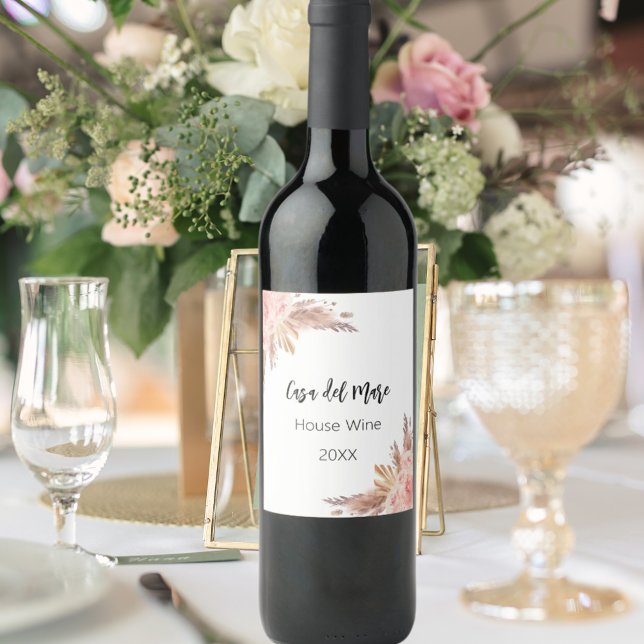 pampas grass rose gold house wine wine label (Creator Uploaded)