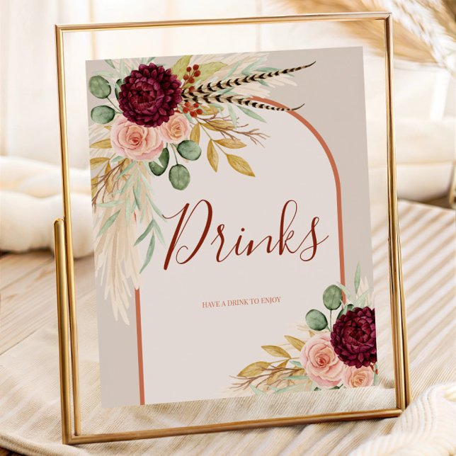 Pampas Grass Rustic Western Drinks Station Sign (Creator Uploaded)
