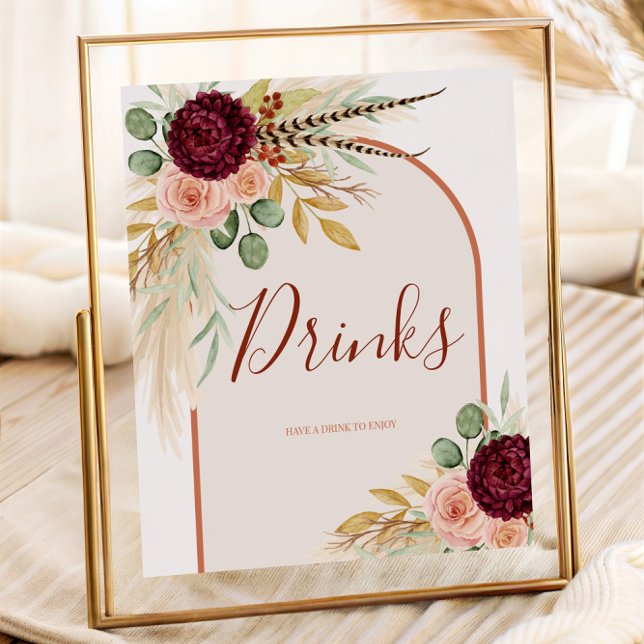 Pampas Grass Rustic Western Drinks Station Sign (Creator Uploaded)