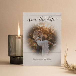 Pampas Grass Rustic Wood Script Typography Photo  Save The Date
