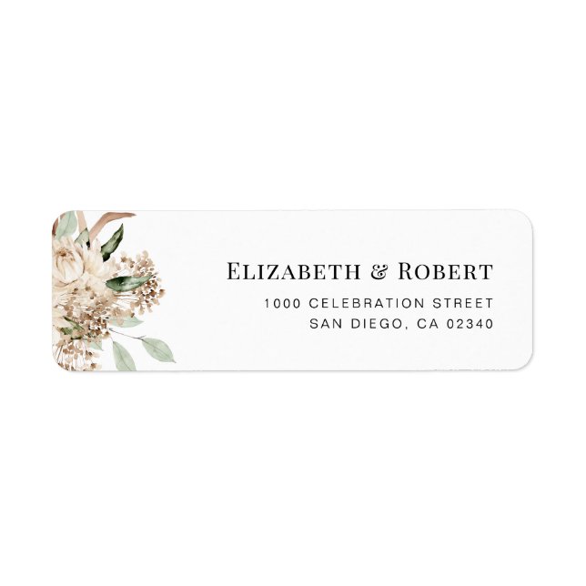 pampas grass sage green wedding address return address label (Front)