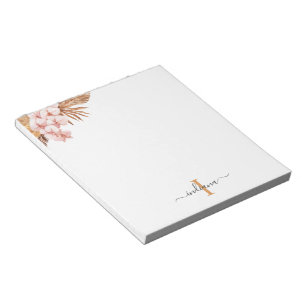 Pampas Grass Script Terracotta Monogram Name  Notepad