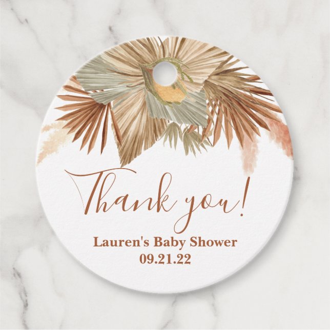 Pampas Grass Shower Favour Tags (Front)