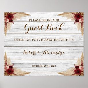 Pampas Grass Sign our Guest Book Wedding