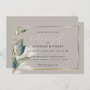 Pampas Grass Smokey Teal Anthurium Rehearsal Invitation